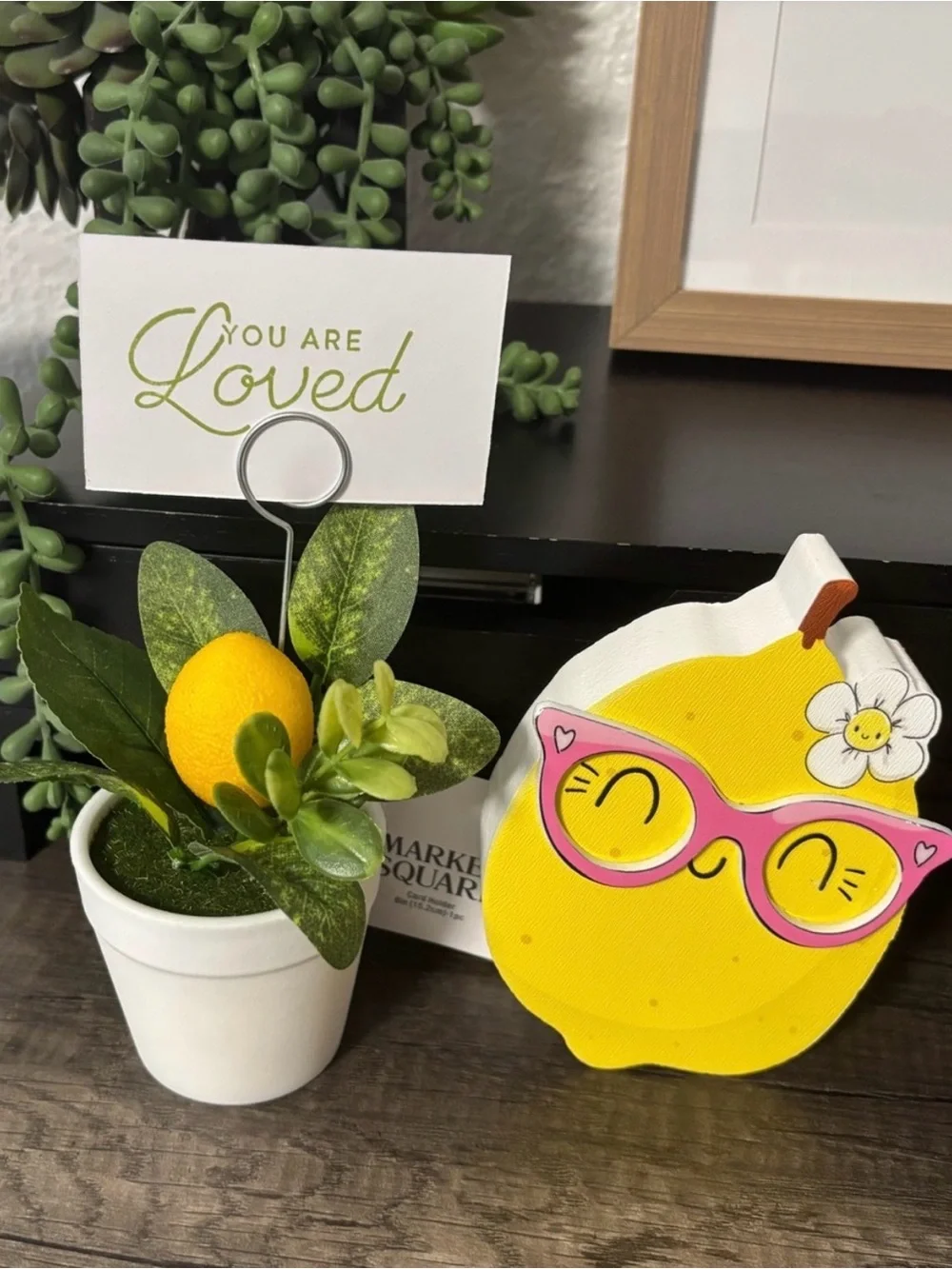 Decor Set Lemon Succulent Photo/Note Holder & Lemonhead